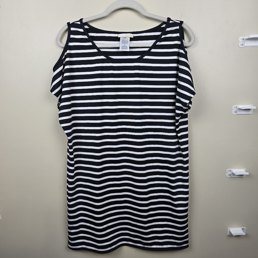 Michael Michael Kors Black/White Stripe Swimsuit Coverup Size S